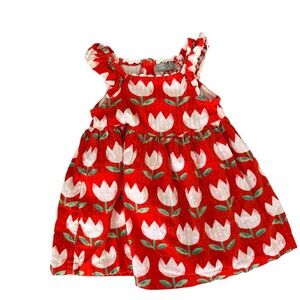 Bout'chou Red Floral infant Sundress 100% cotton. French brand